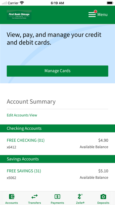 First Bank Chicago Personal Screenshot