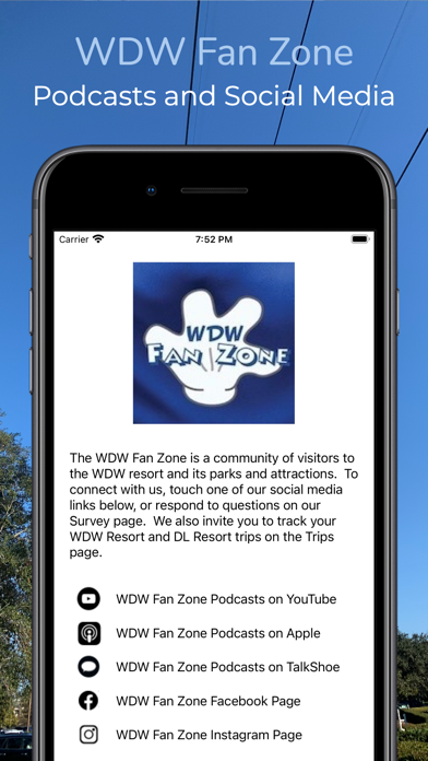 WDW Fan Zone app screenshot