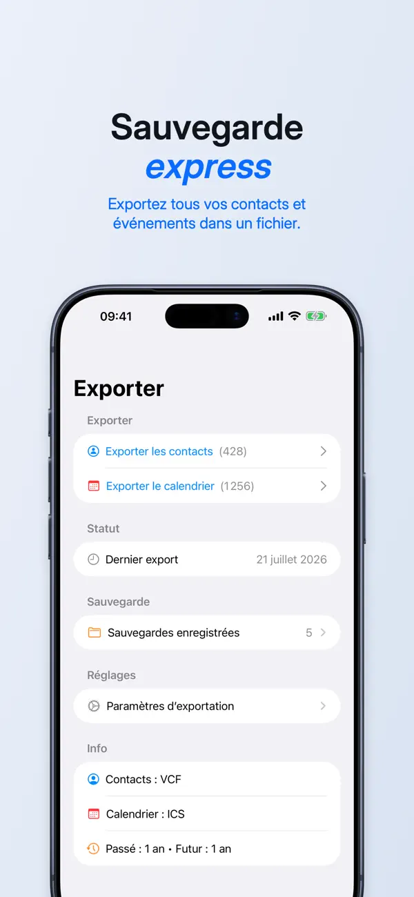 Screenshot #1 pour ECC Export Contacts-Agenda