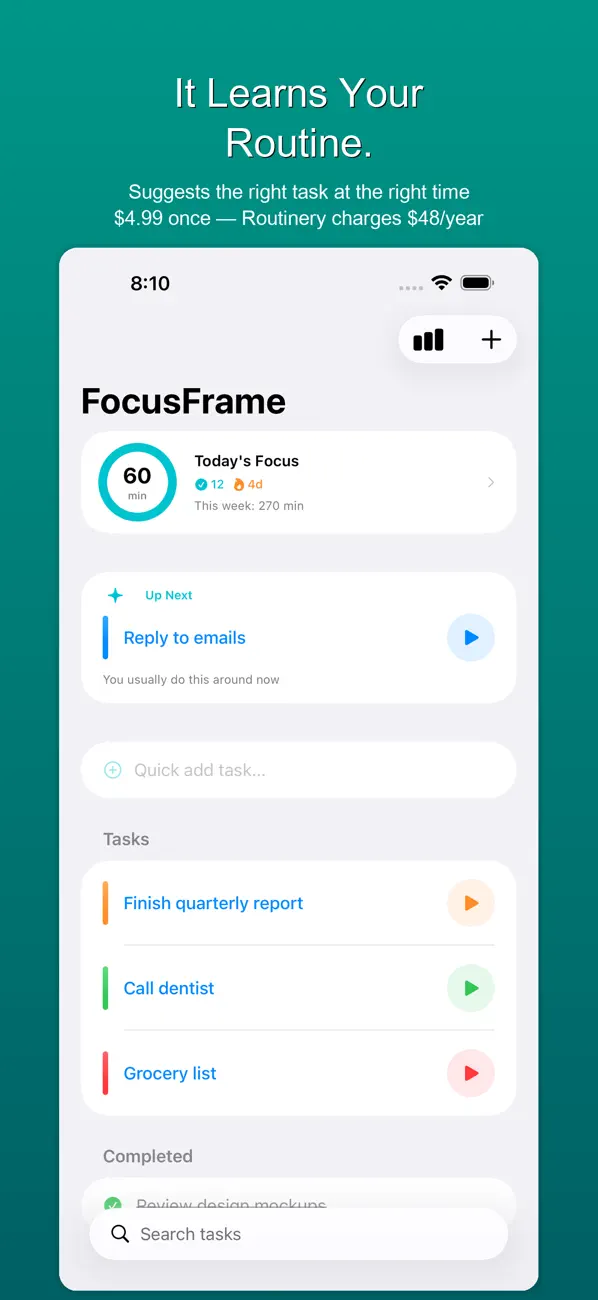 Screenshot #1 pour FocusFrame - ADHD Planner