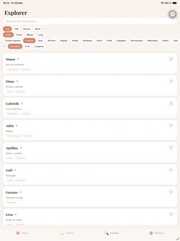 Namie — Prénom bébé en couple iPad screenshot