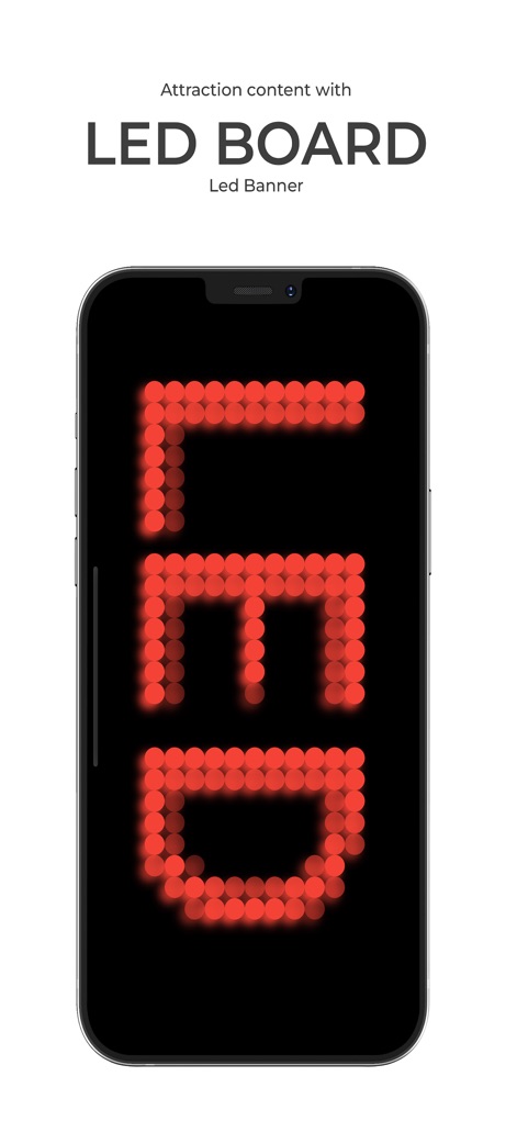 Led Board - Led Banner - このアプリは、黒い背景に赤いLEDドットで「LED」というテキストを表示し、スマートフォン画面内で瞬時に視覚化する体験を提供します。