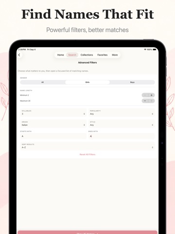 Baby Names Companion iPad screenshot