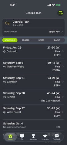 Georgia Tech Football app screenshot