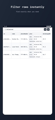 Json To Table screenshot