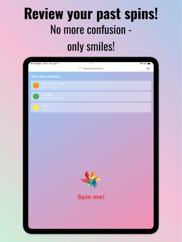 Pinwheel Decision Maker iPad screenshot