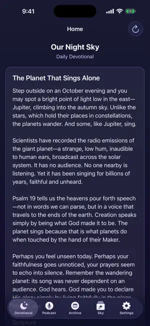 Our Night Sky: Devotionals screenshot 1