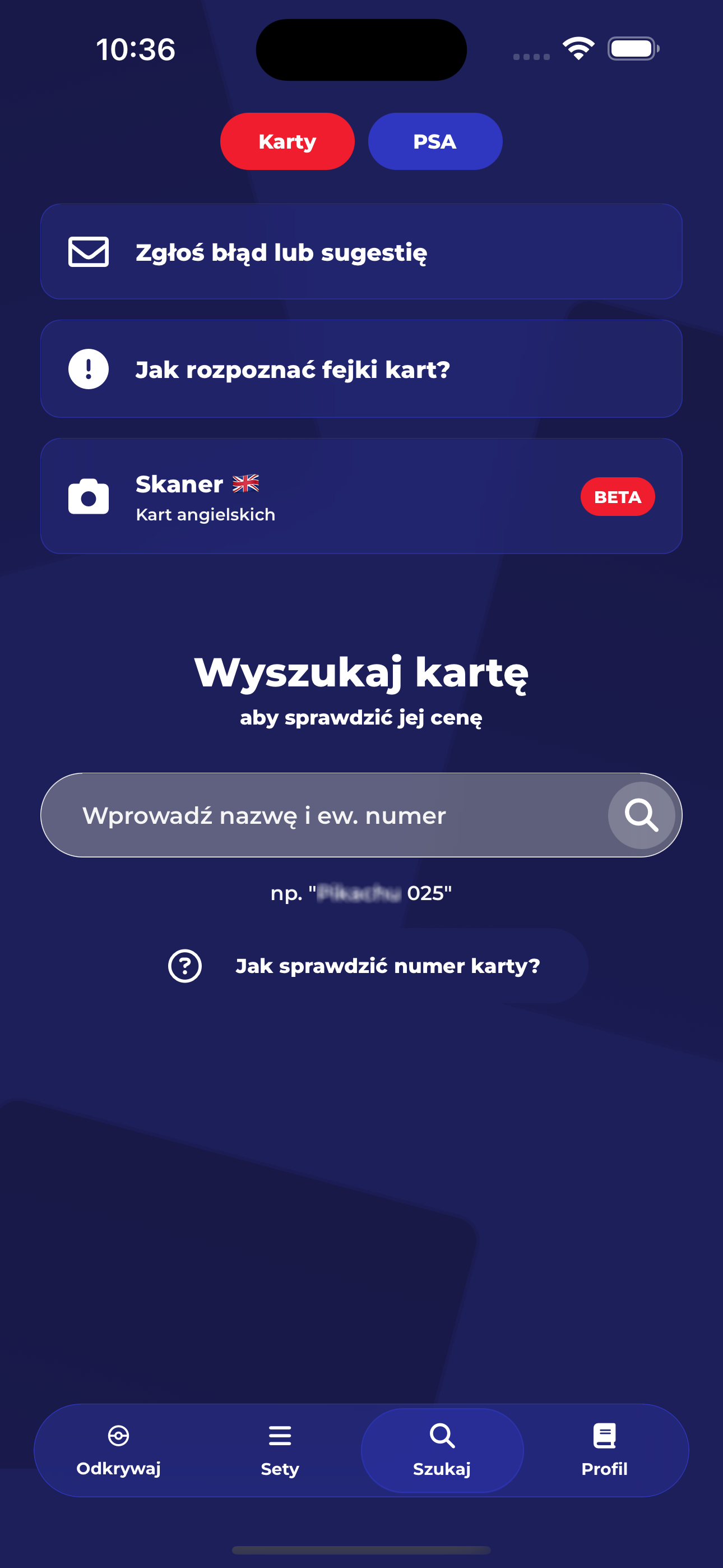 Wyszukiwarka i Skaner Kart TCG