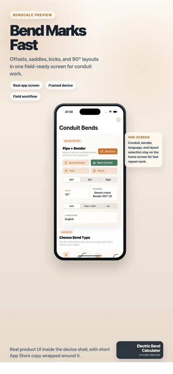 Screenshot #1 pour Electric Bend Calculator