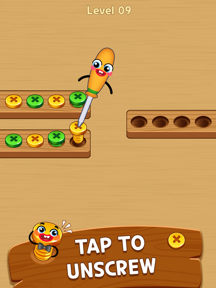 Wood Screw Color Sort Puzzle