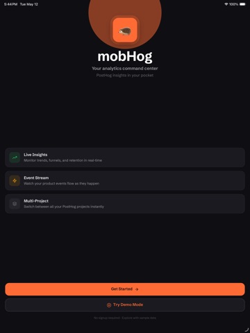 PostHog Analytics: mobHog iPad screenshot 1