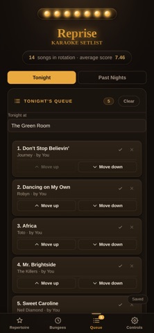 Reprise: Karaoke Setlist iPhone screenshot