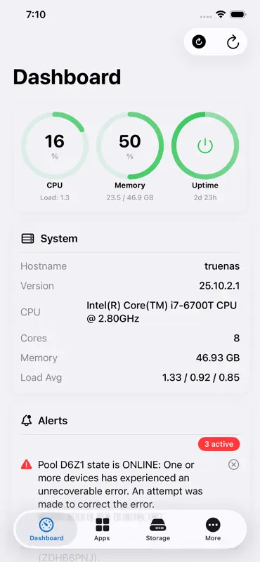 Zephyr - TrueNas Scale Manager screenshot 3 of 10