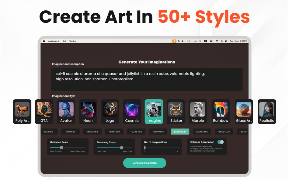 #3. Imagine AI Art Generator (macOS) De: UN Global