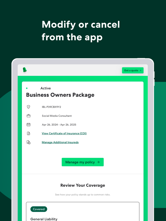 Thimble Insurance iPad screenshot 7 - Finance app