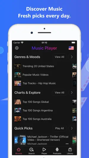 Music Player: Videos, Podcasts screenshot 1