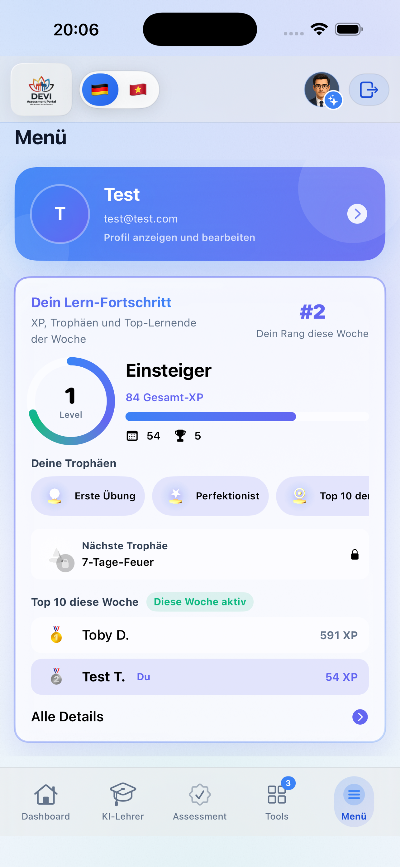 DEVI Assessment Portal screenshot 3