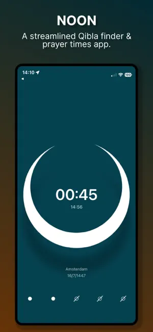 Noon: Prayer Times, Qibla screenshot 1