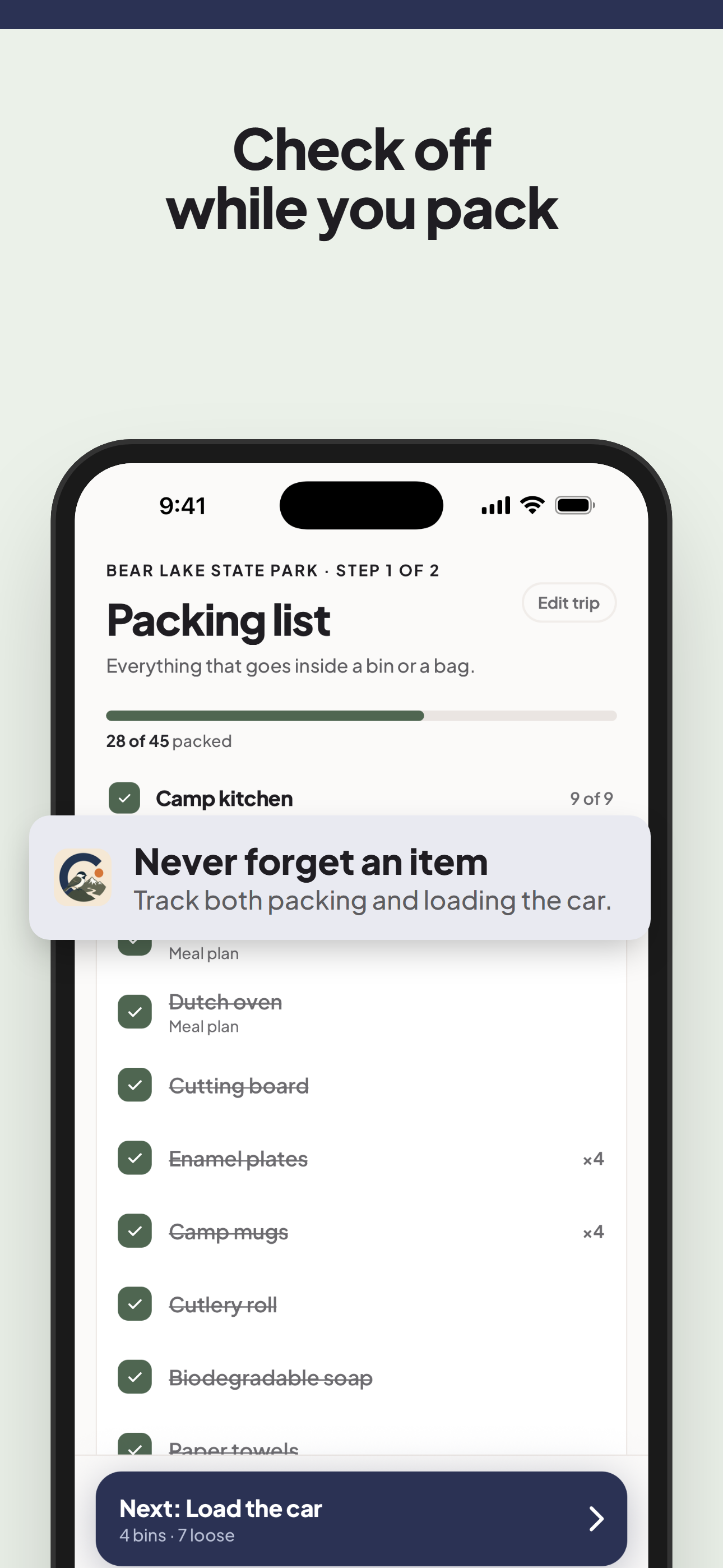 Camping Checklist & Meal Plan screenshot 2