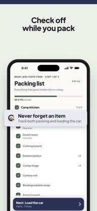 Camping Checklist & Meal Plan screenshot 2