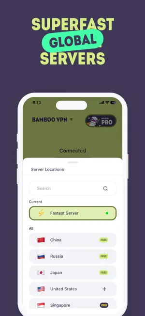 Bamboo VPN : Speedy & Private screenshot 3