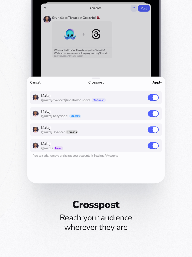 Openvibe – Bluesky & Mastodon Screenshot