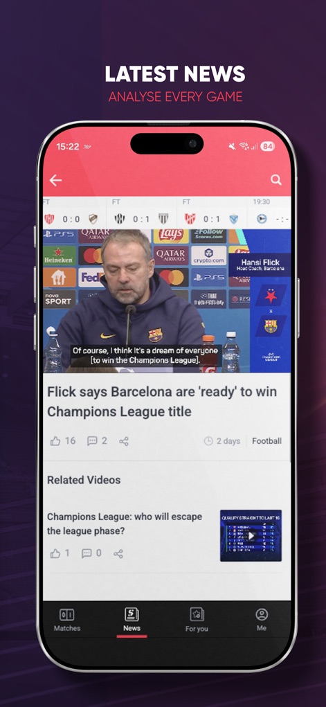 SportyTV: Live Sports Stream - Stay informed with "Latest News" articles, offering in-depth analysis and supplemented by relevant "Related Videos" for a complete understanding of key events.