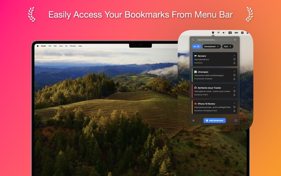 #1. BarMarks: Bookmarks in MenuBar (macOS) 由: Orkhan Farmanli