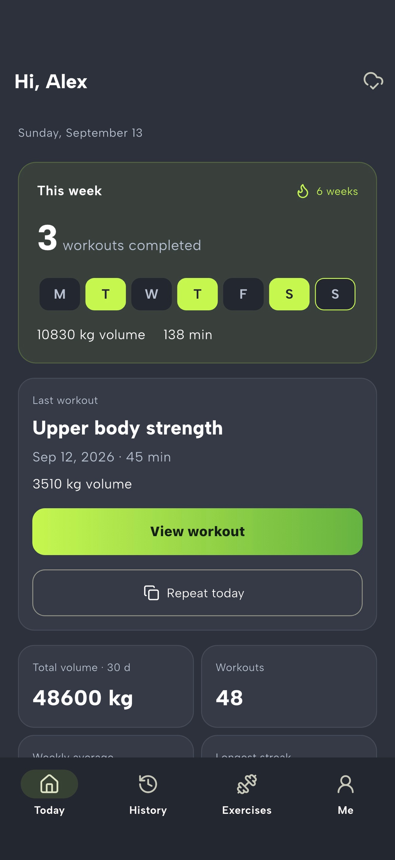 Screenshot 1 of Gymwolf Workout Diary