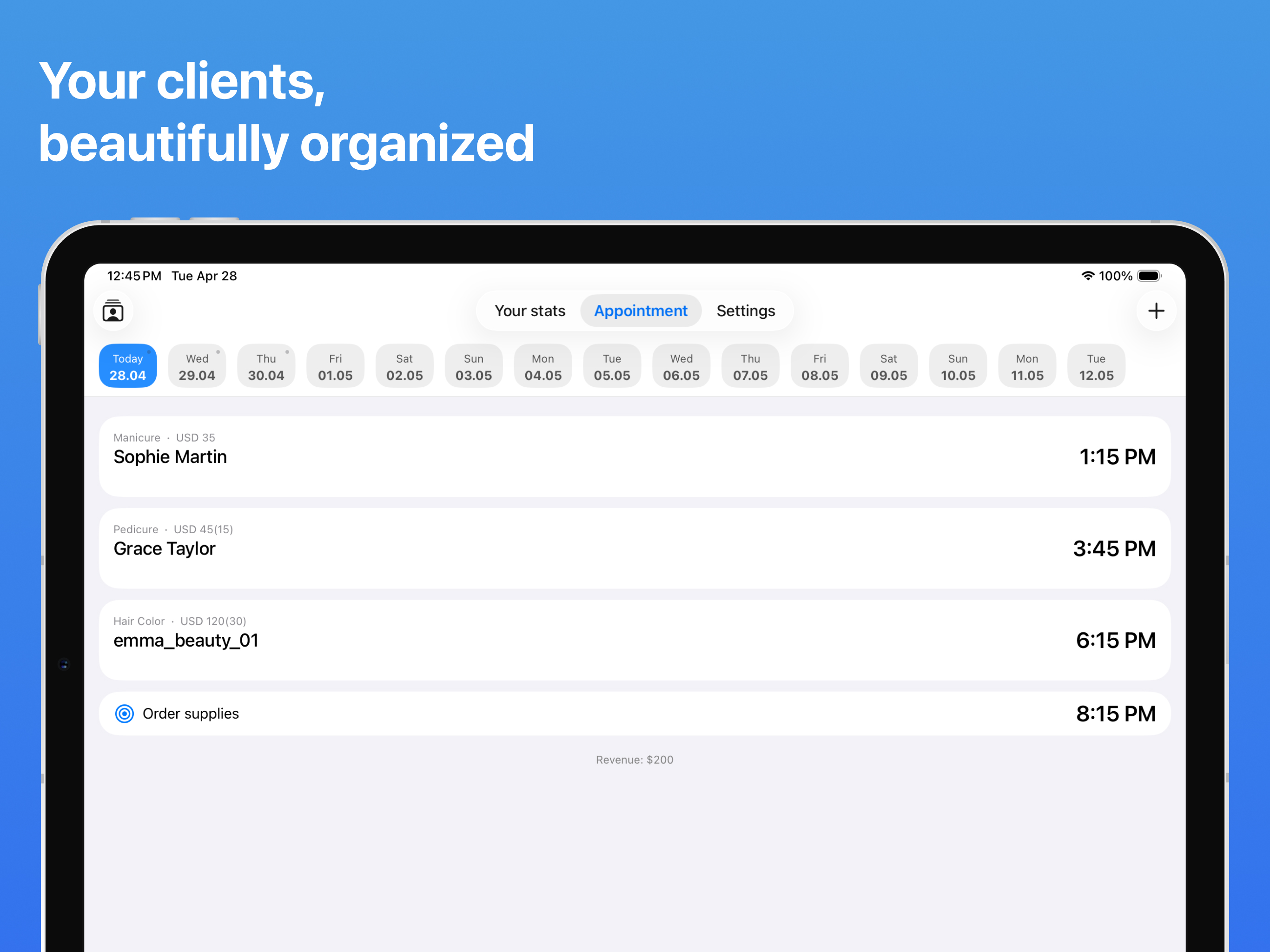 My Clients: Schedule & Income