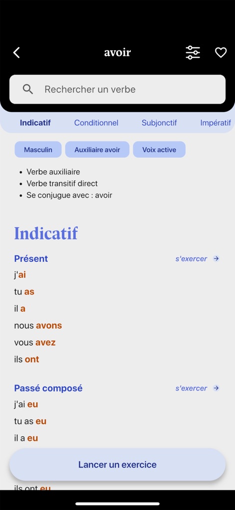 French verbs conjugation - Reference App | MWM