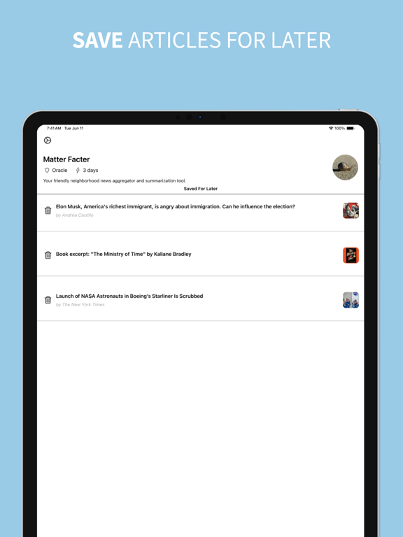 MatterFact News iPad screenshot 3 - News app
