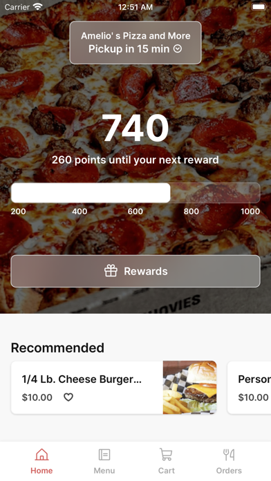 Amelio's Pizza and Grill iPhone screenshot 1 - Food & Drink app