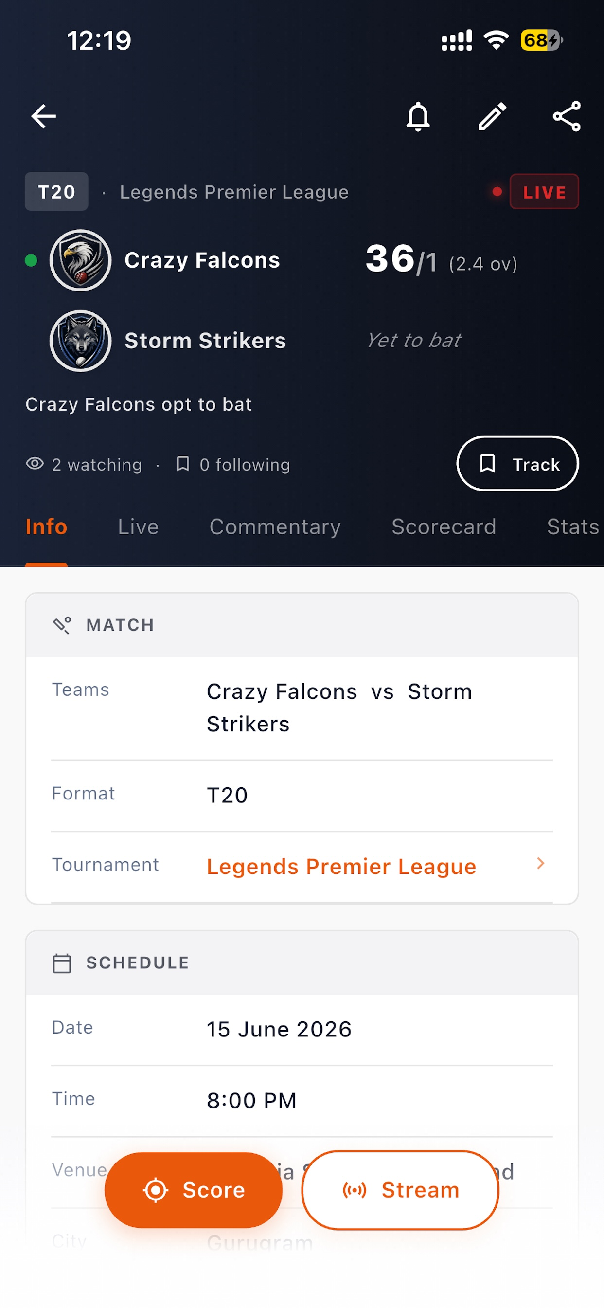 CricOn: Cricket Score & Stream screenshot 6
