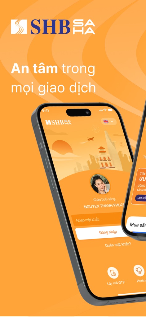 SHB SAHA - Dieser Screenshot zeigt die benutzerfreundliche Anmeldeseite der App, mit einem Profilbild zur Personalisierung und klaren Optionen für die Passwortverwaltung, um einen reibungslosen Zugang zu gewährleisten.