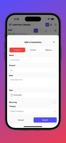 Cash Flow Calendar App screenshot