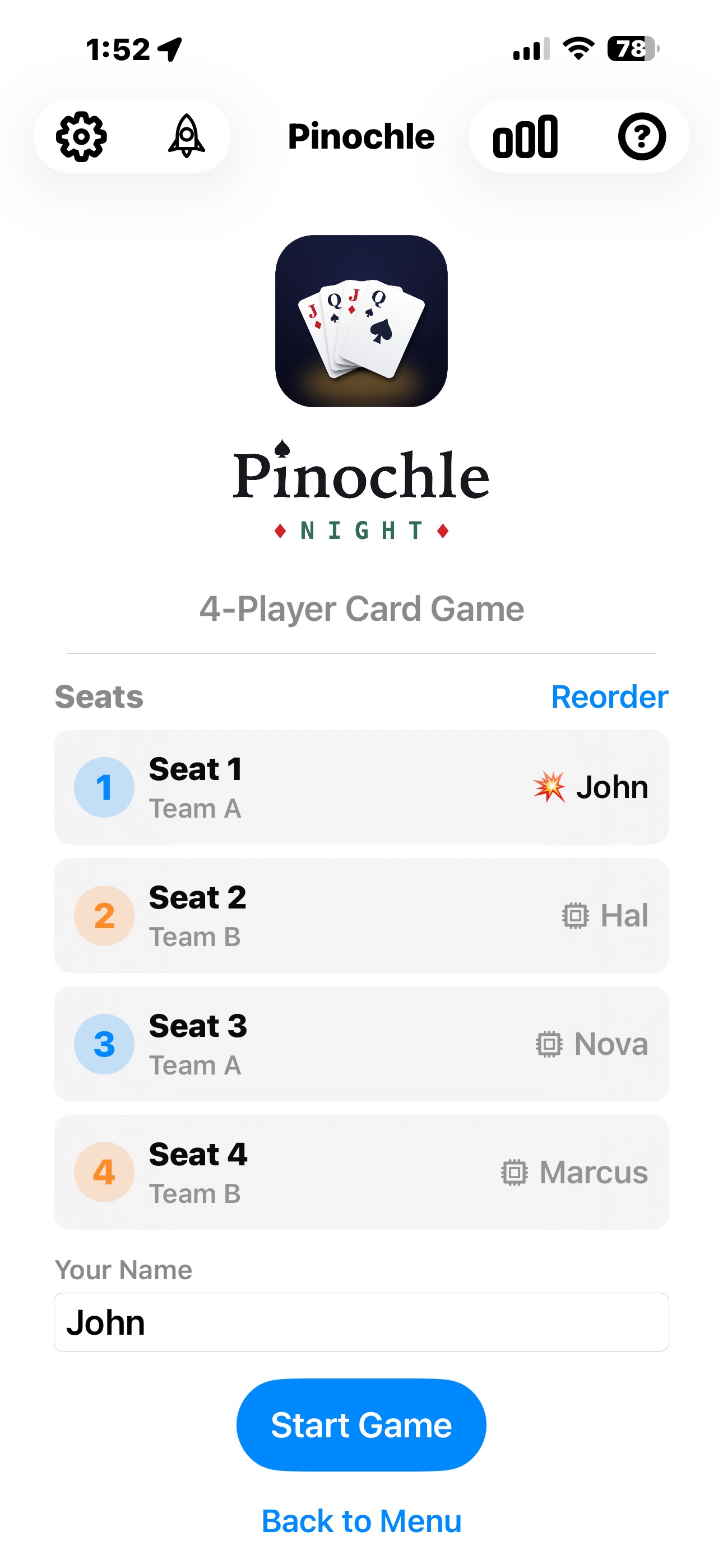 Screenshot 1 of Pinochle Night