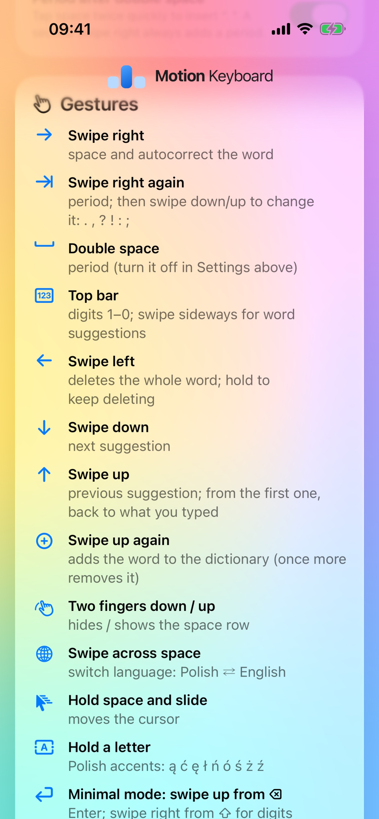 Screenshot 2 of Motion Keyboard