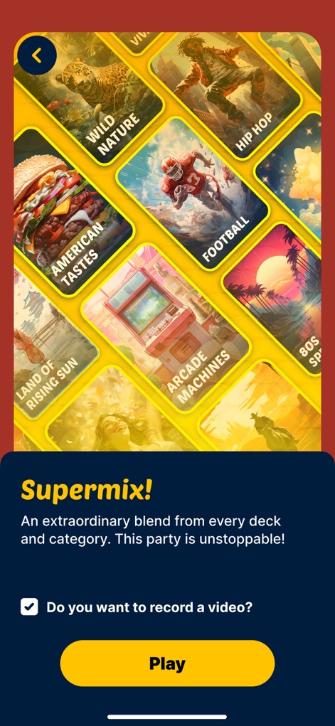 Headbands: Charades for Adults - Understand the "Supermix!" feature for dynamic category blends and the convenient option to record videos of game sessions directly within the app.