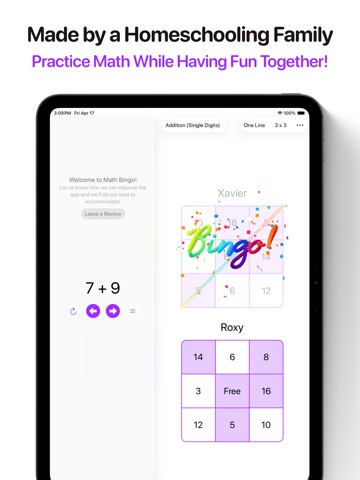 Math Bingo: Homeschool & Class iPad screenshot