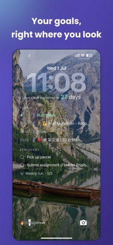 Seen: Goals on Lock Screen Screenshot 1 of 5