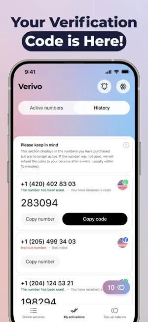 Verivo: Get Temporary SMS Code screenshot 4
