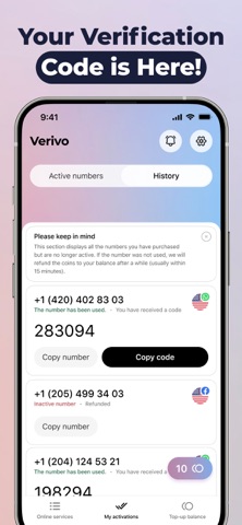 Verivo: Get Temporary SMS Code Screenshot 4 of 4