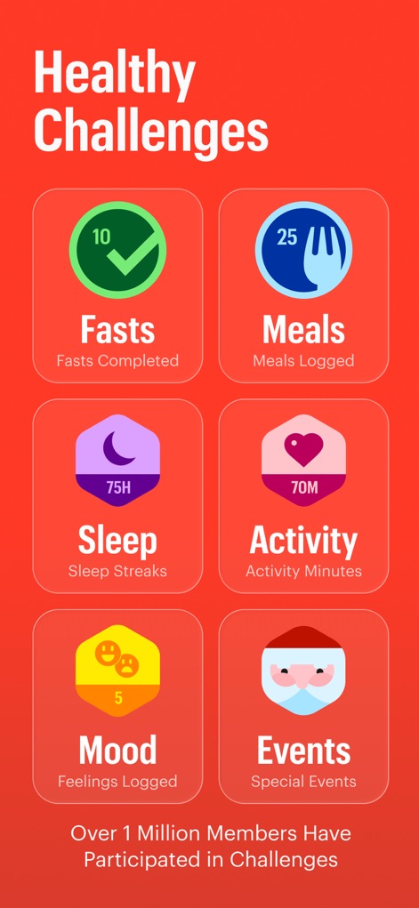 Zero: Fasting & Food Tracker - Explore the range of 'Healthy Challenges' designed to motivate users, including tracking 'Fasts Completed' and 'Sleep Streaks', reinforcing commitment and progress.