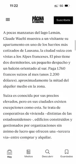 Captura de pantalla de Página Internacional en iPhone 3