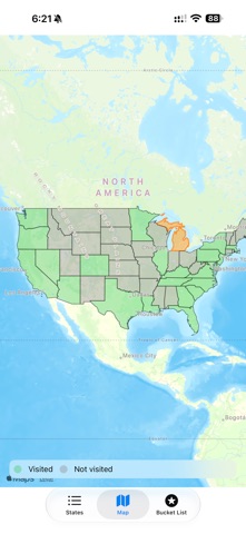 USA States Visited iPhone screenshot