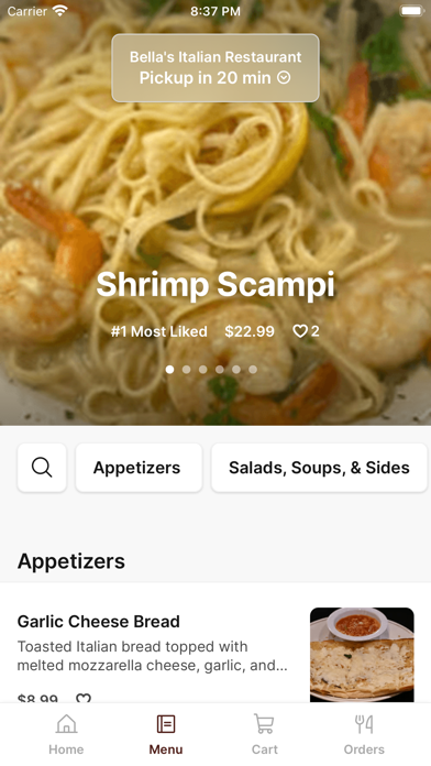 Bella's Italian Restaurant iPhone screenshot 2 - Food & Drink app