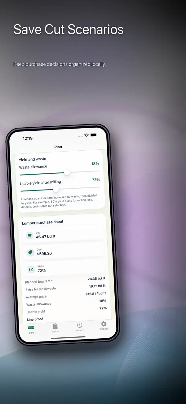 Screenshot #3 pour BoardFoot Yield Planner