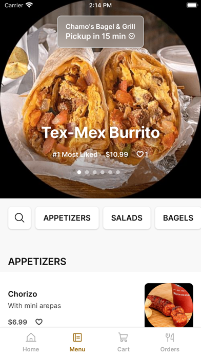Chamo's Bagel & Grill iPhone screenshot 2 - Food & Drink app