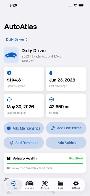 AutoAtlas Vehicle Records screenshot 1